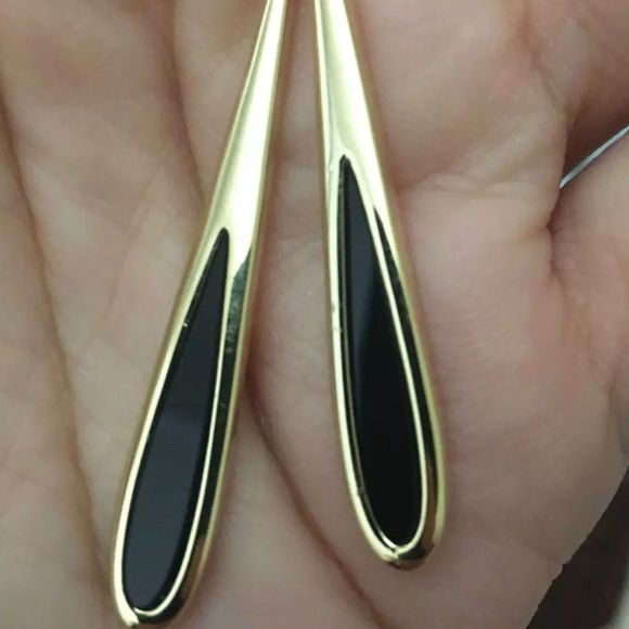 Dainty Black Drop Tassel Dangle Earrings NEW - Picture 8 of 10